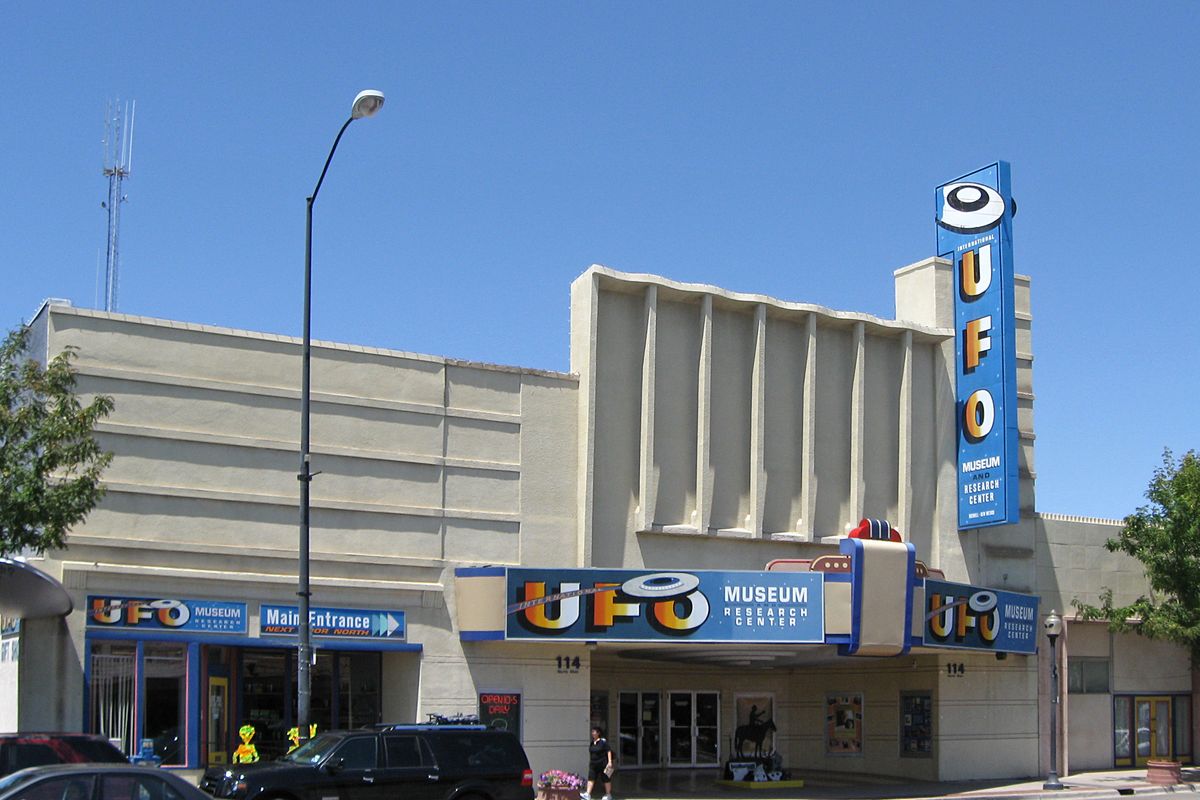 The front of the International UFO Museum and Research Center on Main Street in Roswell, New Mexico